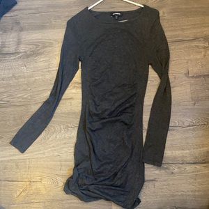 NWOT express gray ruched body con dress